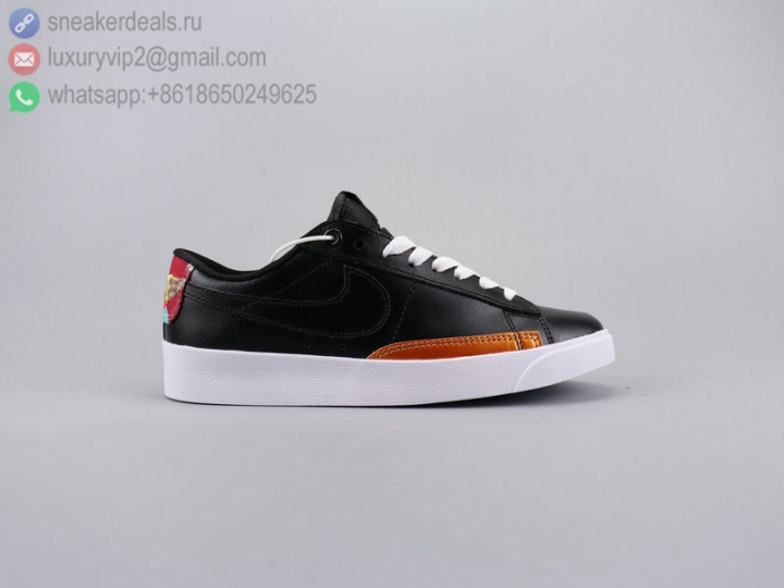 NIKE BLAZER LOW LE BLACK LEATHER EMBROIDERY WOMEN SKATE SHOES